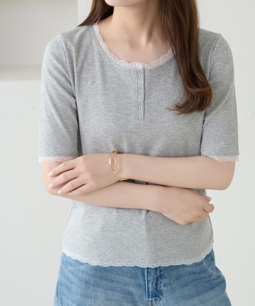 apres jour clair(アプレジュールクレア)の「【apres jour clair】アソートヘンリーネックトップス(Tシャツ/カットソー・レディース・ネイビー/アイボリー/杢グレー/ホワイト系その他2・フリー/X-LARGE)」の18枚目の写真