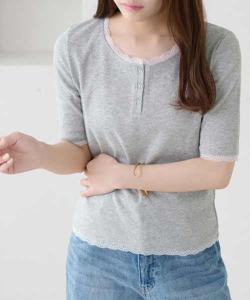 apres jour clair(アプレジュールクレア)の「【apres jour clair】アソートヘンリーネックトップス(Tシャツ/カットソー・レディース・ネイビー/アイボリー/杢グレー/ホワイト系その他2・フリー/X-LARGE)」の13枚目の写真