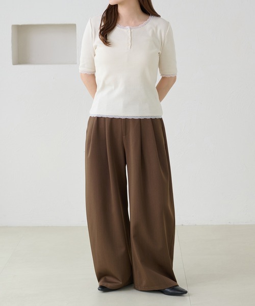 apres jour clair(アプレジュールクレア)の「【apres jour clair】アソートヘンリーネックトップス(Tシャツ/カットソー・レディース・ネイビー/アイボリー/杢グレー/ホワイト系その他2・フリー/X-LARGE)」の8枚目の写真
