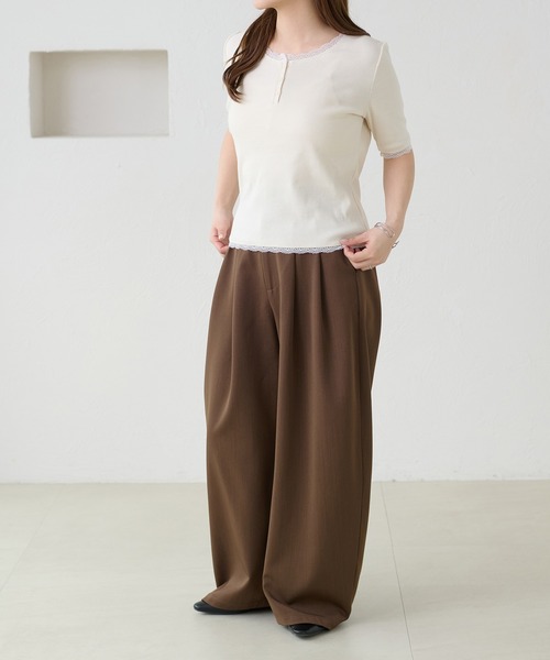 apres jour clair(アプレジュールクレア)の「【apres jour clair】アソートヘンリーネックトップス(Tシャツ/カットソー・レディース・ネイビー/アイボリー/杢グレー/ホワイト系その他2・フリー/X-LARGE)」の9枚目の写真