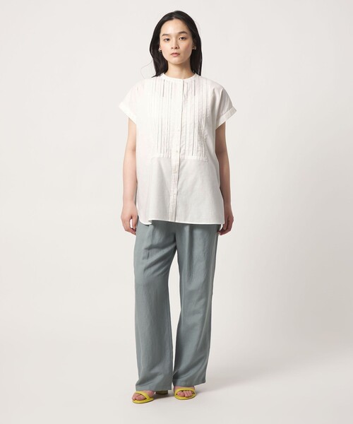 A DAY IN THE LIFE UNITED ARROWS(アデイインザライフユナイテッドアローズ)の「コットン ピンタック フレンチスリーブブラウス <A DAY IN THE LIFE>(シャツ/ブラウス・レディース・その他1/オフホワイト/ライトブルー/ブラック/イエロー・FREE)」の8枚目の写真