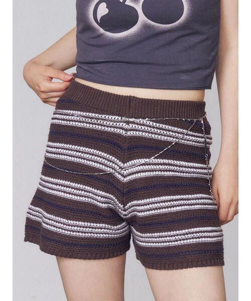 EMODA(エモダ)の「ボーダーミニショートパンツ(その他パンツ・レディース・ブラウン/ホワイト/ブラック・FREE)」の18枚目の写真