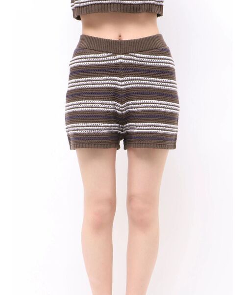EMODA(エモダ)の「ボーダーミニショートパンツ(その他パンツ・レディース・ブラウン/ホワイト/ブラック・FREE)」の8枚目の写真
