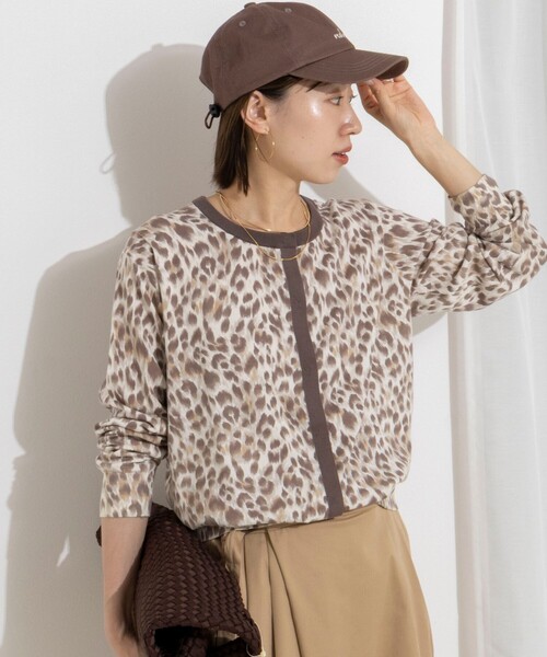 Rie Miller（リエミラー）の「《手洗い可能》レオパードプリントクルーカーディガン（カーディガン/ボレロ・レディース・ブラック系その他3/ベージュ系その他3・38）」の3枚目の写真