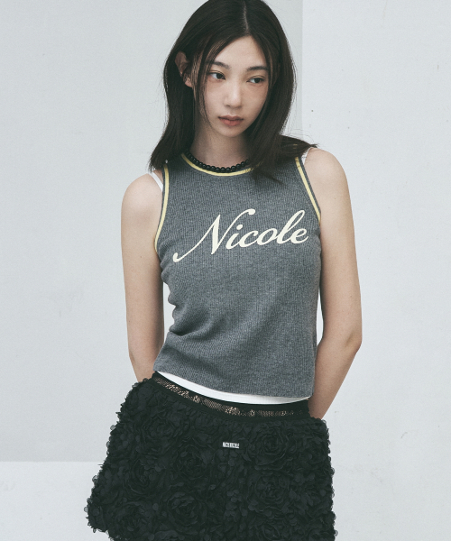 NICK&NICOLE(ニックアンドニコール)の「NICOLE RIBBED SLEEVELESS TOP_CHARCOAL(Tシャツ/カットソー・レディース・その他・FREE)」の1枚目の写真