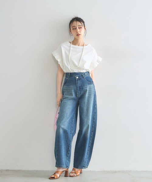 &. NOSTALGIA(アンドドットノスタルジア)の「プチフリルスリーブTシャツ(Tシャツ/カットソー・レディース・グレイッシュベージュ/オフホワイト/ブラック・FREE)」の10枚目の写真