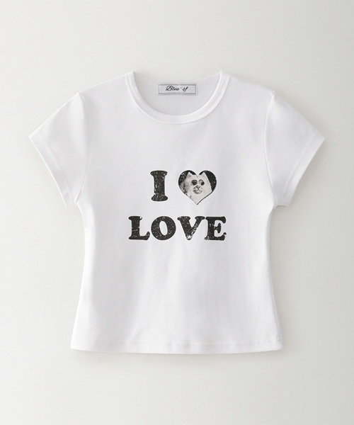 BLUESUNFLOWER（ブルーサンフラワー）の「アイラブキャットクロップTシャツ[ホワイト]（Tシャツ/カットソー・レディース・その他・FREE）」の10枚目の写真