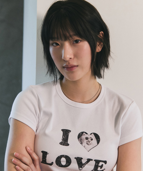 BLUESUNFLOWER（ブルーサンフラワー）の「アイラブキャットクロップTシャツ[ホワイト]（Tシャツ/カットソー・レディース・その他・FREE）」の8枚目の写真