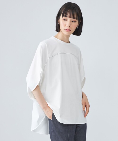 CAST:(キャストコロン)の「【接触冷感・UV対策】サークルフォルムカットソー(Tシャツ/カットソー・レディース・ピンク系その他2/ホワイト/グリーン/ブラック・M)」の2枚目の写真