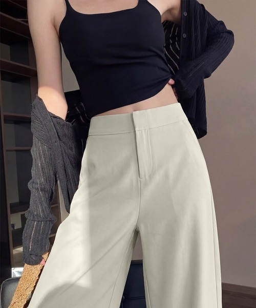 Miniministore(ミニミニストア)の「無地ロングパンツ レディース 微フレア(スラックス・レディース・ダークグレー/ベージュ/ストーン/カーキ/ブラック・M/L)」の5枚目の写真
