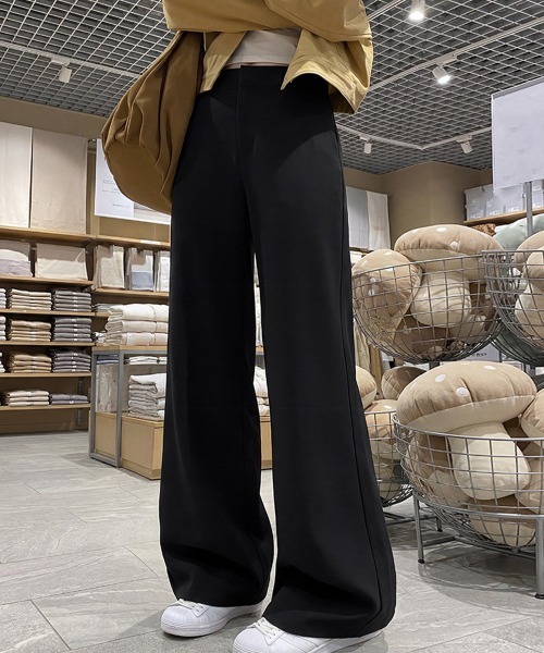 Miniministore(ミニミニストア)の「無地ロングパンツ レディース 微フレア(スラックス・レディース・ダークグレー/ベージュ/ストーン/カーキ/ブラック・M/L)」の9枚目の写真