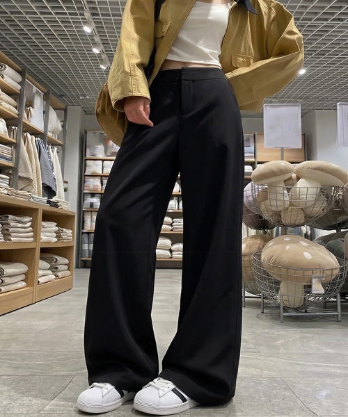 Miniministore(ミニミニストア)の「無地ロングパンツ レディース 微フレア(スラックス・レディース・ダークグレー/ベージュ/ストーン/カーキ/ブラック・M/L)」の10枚目の写真