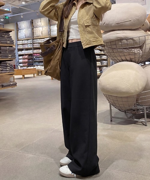 Miniministore(ミニミニストア)の「無地ロングパンツ レディース 微フレア(スラックス・レディース・ダークグレー/ベージュ/ストーン/カーキ/ブラック・M/L)」の11枚目の写真