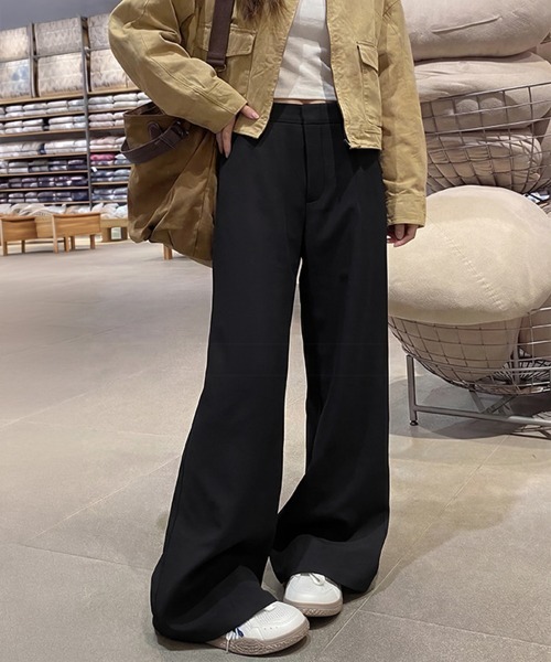 Miniministore(ミニミニストア)の「無地ロングパンツ レディース 微フレア(スラックス・レディース・ダークグレー/ベージュ/ストーン/カーキ/ブラック・M/L)」の12枚目の写真