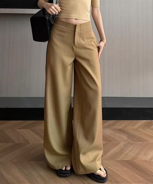 Miniministore(ミニミニストア)の「無地ロングパンツ レディース 微フレア(スラックス・レディース・ダークグレー/ベージュ/ストーン/カーキ/ブラック・M/L)」の13枚目の写真