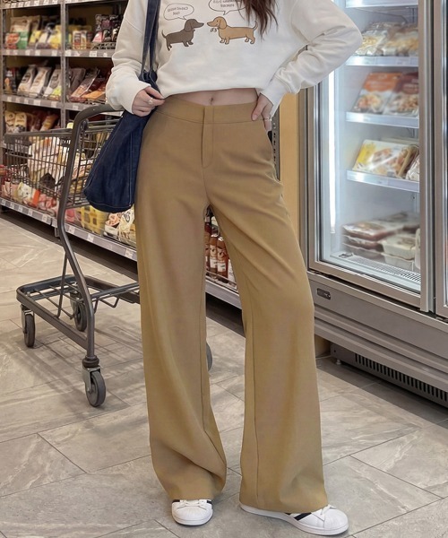 Miniministore(ミニミニストア)の「無地ロングパンツ レディース 微フレア(スラックス・レディース・ダークグレー/ベージュ/ストーン/カーキ/ブラック・M/L)」の22枚目の写真