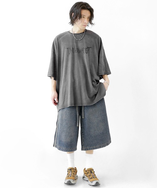 minsobi(ミンソビ)の「スノーウォッシュ フェードロゴ ビッグTシャツ ユニセックス(Tシャツ/カットソー・メンズ・ブラック/チャコールグレー・FREE)」の17枚目の写真