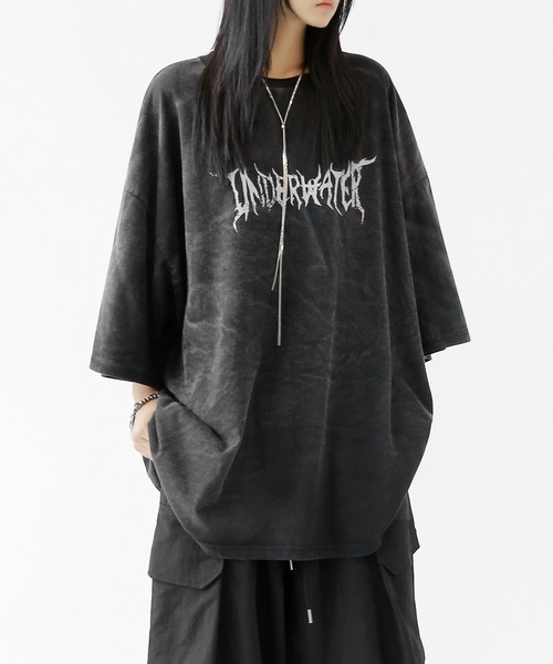 minsobi(ミンソビ)の「スノーウォッシュ フェードロゴ ビッグTシャツ ユニセックス(Tシャツ/カットソー・メンズ・ブラック/チャコールグレー・FREE)」の20枚目の写真