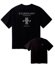 シャドウベアドローイングオーバーサイズ半袖Tシャツ[ブラック]