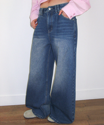 FLARED DENIM PANTS BLUE