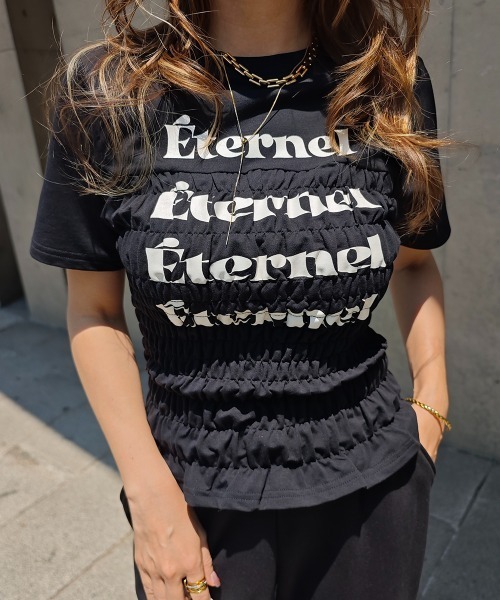 esutoreja（エストレジャ）の「シャーリングロゴTシャツ（Tシャツ/カットソー・レディース・ピンク/ホワイト/ブラック・FREE）」の12枚目の写真