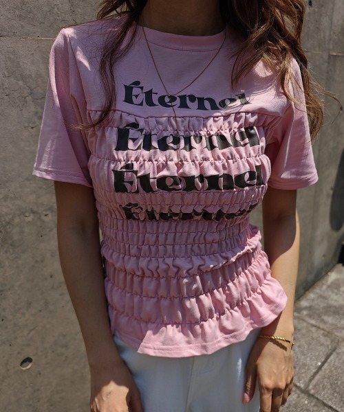 esutoreja（エストレジャ）の「シャーリングロゴTシャツ（Tシャツ/カットソー・レディース・ピンク/ホワイト/ブラック・FREE）」の16枚目の写真