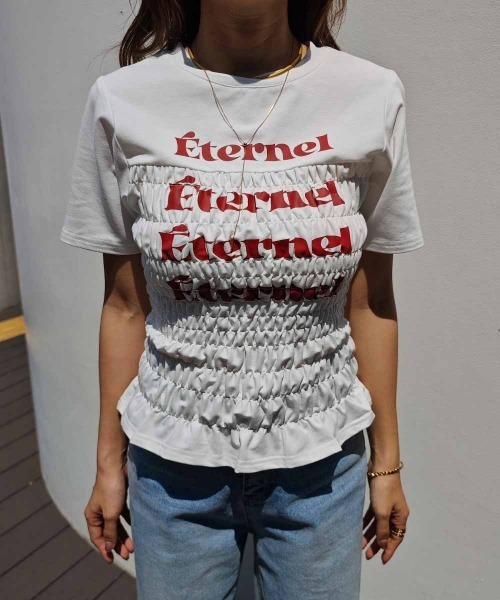 esutoreja（エストレジャ）の「シャーリングロゴTシャツ（Tシャツ/カットソー・レディース・ピンク/ホワイト/ブラック・FREE）」の17枚目の写真
