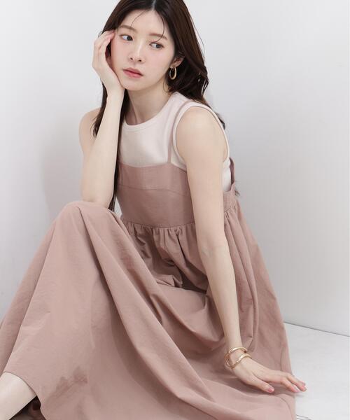 PROPORTION BODY DRESSING(プロポーションボディドレッシング)の「カットドッキングキャミワンピース / 1216240600(ワンピース・レディース・ブラック/ピンク/ダークグレー・MEDIUM/P/S/SMALL)」の1枚目の写真