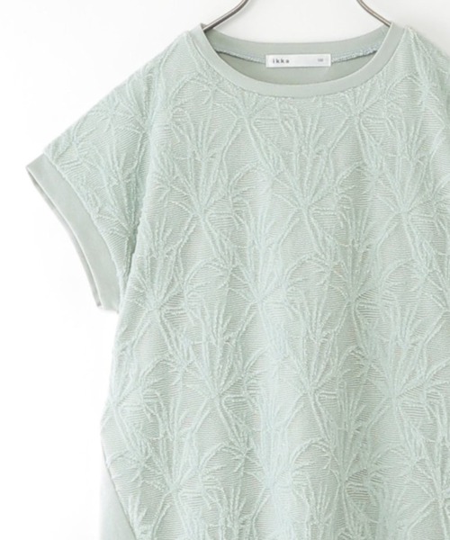 ikka（イッカ）の「【親子コーデ】冷感フロントレース切り替えプルオーバー（130~160cm）（Tシャツ/カットソー・キッズ・ミント/オフホワイト・140/160/150/130）」の2枚目の写真