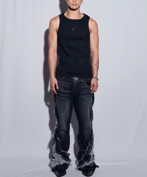 BLR BLUER(ビーエルアールブラー)の「【BLR BLUER】Logo Rivet Sleeveless / 【ビーエルアール ブラー】ロゴリベットタンクトップ(タンクトップ・メンズ・ホワイト/ブラック・M/L)」の15枚目の写真