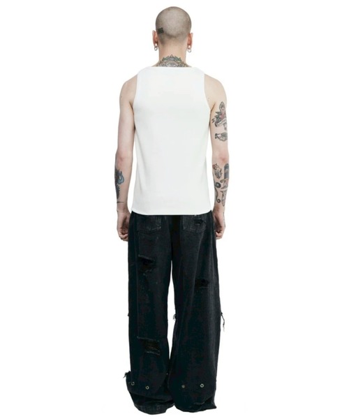 BLR BLUER(ビーエルアールブラー)の「【BLR BLUER】Logo Rivet Sleeveless / 【ビーエルアール ブラー】ロゴリベットタンクトップ(タンクトップ・メンズ・ホワイト/ブラック・M/L)」の9枚目の写真