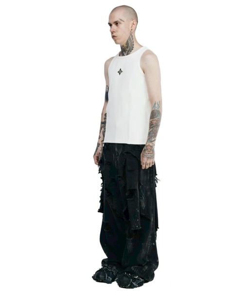 BLR BLUER(ビーエルアールブラー)の「【BLR BLUER】Logo Rivet Sleeveless / 【ビーエルアール ブラー】ロゴリベットタンクトップ(タンクトップ・メンズ・ホワイト/ブラック・M/L)」の8枚目の写真
