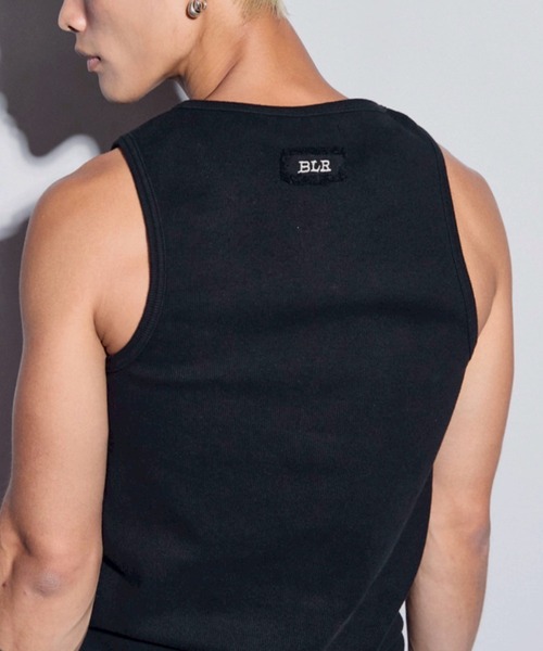 BLR BLUER(ビーエルアールブラー)の「【BLR BLUER】Logo Rivet Sleeveless / 【ビーエルアール ブラー】ロゴリベットタンクトップ(タンクトップ・メンズ・ホワイト/ブラック・M/L)」の21枚目の写真