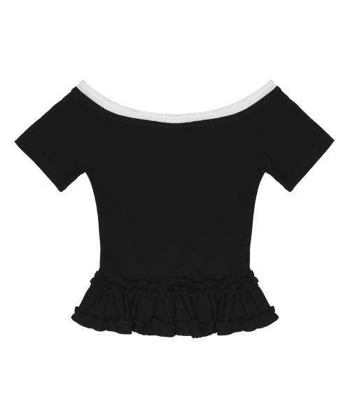 NICK&NICOLE（ニックアンドニコール）の「OFF-SHOULDER FRILL CROP TOP_BLACK（Tシャツ/カットソー・レディース・その他・FREE）」の5枚目の写真