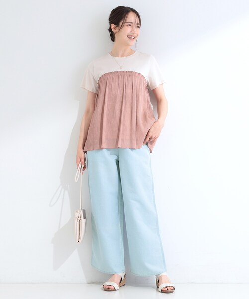 SHOO・LA・RUE(シューラルー)の「【セットアップ可/S-LL】ライトオンスデニム イージーワイドパンツ(デニムパンツ・レディース・ブラック/ライトブルー/ネイビー・03/02/04/01)」の20枚目の写真