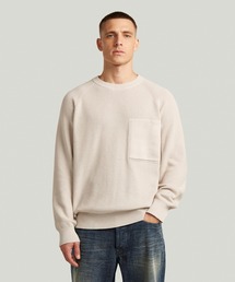 G-STAR | Raglan Rib Pocket Knit/ラグランリブポケットコットンニットセーター(ニット/セーター)