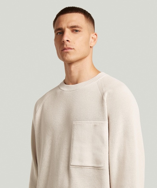 G-STAR(ジースター)の「Raglan Rib Pocket Knit/ラグランリブポケットコットンニットセーター(ニット/セーター・メンズ・ダークブルー/ホワイト系その他・X-SMALL/SMALL/LARGE/MEDIUM/X-LARGE)」の4枚目の写真