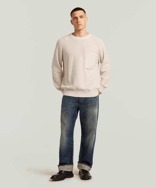 G-STAR(ジースター)の「Raglan Rib Pocket Knit/ラグランリブポケットコットンニットセーター(ニット/セーター・メンズ・ダークブルー/ホワイト系その他・X-SMALL/SMALL/LARGE/MEDIUM/X-LARGE)」の5枚目の写真