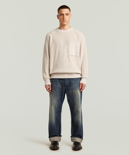 G-STAR(ジースター)の「Raglan Rib Pocket Knit/ラグランリブポケットコットンニットセーター(ニット/セーター・メンズ・ダークブルー/ホワイト系その他・X-SMALL/SMALL/LARGE/MEDIUM/X-LARGE)」の6枚目の写真