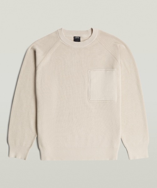 G-STAR(ジースター)の「Raglan Rib Pocket Knit/ラグランリブポケットコットンニットセーター(ニット/セーター・メンズ・ダークブルー/ホワイト系その他・X-SMALL/SMALL/LARGE/MEDIUM/X-LARGE)」の7枚目の写真
