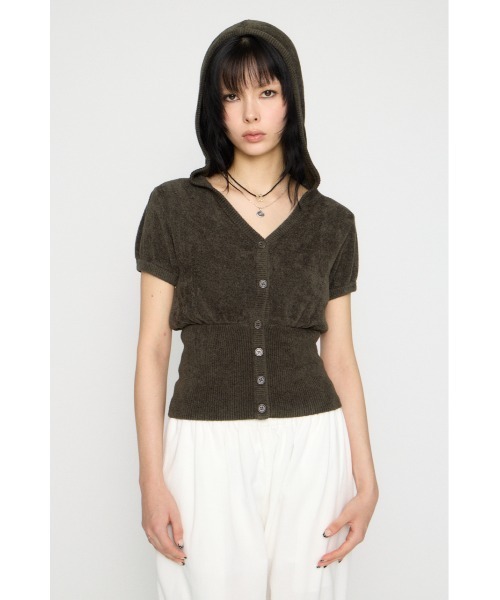 LAGUA GEM（ラグアジェム）の「PUFF SLEEVE HOODIE トップス（ニット/セーター・レディース・ライトブルー/オフホワイト/チャコールグレー・FREE）」の5枚目の写真