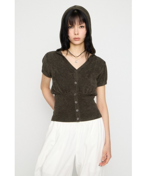 LAGUA GEM（ラグアジェム）の「PUFF SLEEVE HOODIE トップス（ニット/セーター・レディース・ライトブルー/オフホワイト/チャコールグレー・FREE）」の6枚目の写真