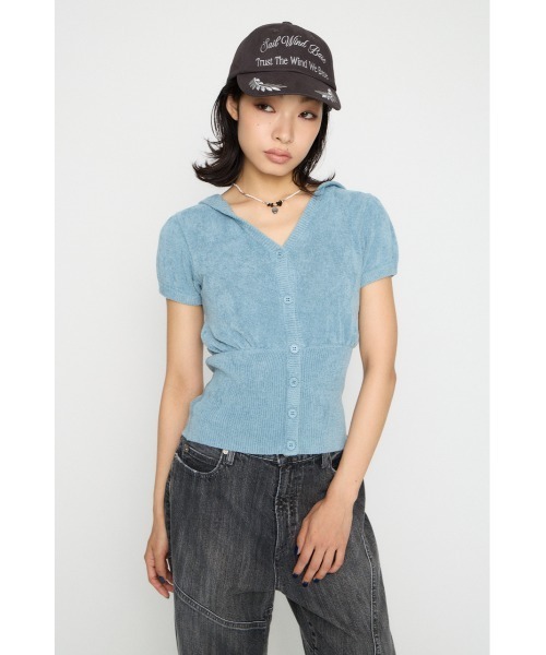 LAGUA GEM（ラグアジェム）の「PUFF SLEEVE HOODIE トップス（ニット/セーター・レディース・ライトブルー/オフホワイト/チャコールグレー・FREE）」の10枚目の写真