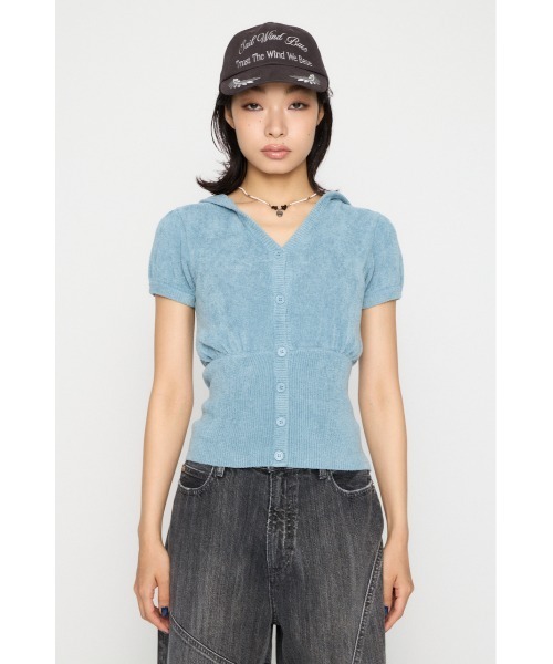 LAGUA GEM（ラグアジェム）の「PUFF SLEEVE HOODIE トップス（ニット/セーター・レディース・ライトブルー/オフホワイト/チャコールグレー・FREE）」の8枚目の写真