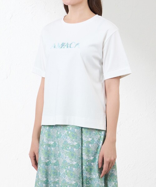amaca(アマカ)の「花文字Tシャツ(Tシャツ/カットソー・レディース・ダークネイビー/オフホワイト・38/40)」の6枚目の写真
