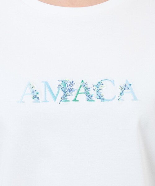 amaca(アマカ)の「花文字Tシャツ(Tシャツ/カットソー・レディース・ダークネイビー/オフホワイト・38/40)」の9枚目の写真