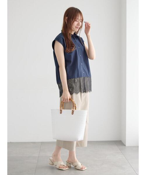 Te chichi(テチチ)の「レースヘムドッキングシャツ(シャツ/ブラウス・レディース・オフホワイト/ブルー/ネイビー・F)」の13枚目の写真