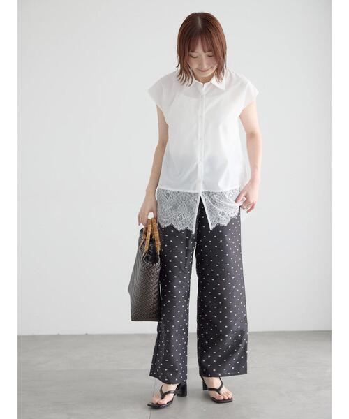 Te chichi(テチチ)の「レースヘムドッキングシャツ(シャツ/ブラウス・レディース・オフホワイト/ブルー/ネイビー・F)」の16枚目の写真