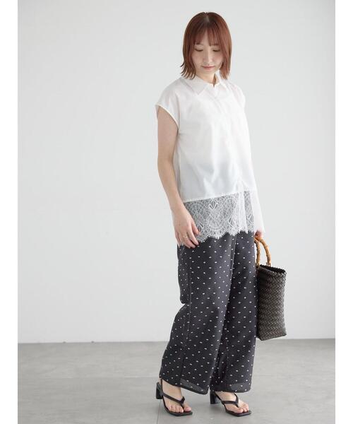 Te chichi(テチチ)の「レースヘムドッキングシャツ(シャツ/ブラウス・レディース・オフホワイト/ブルー/ネイビー・F)」の17枚目の写真