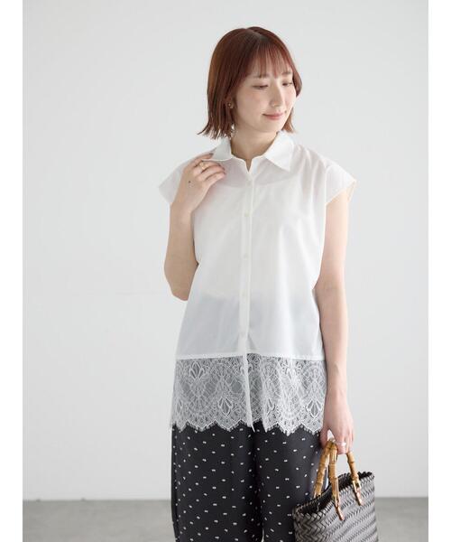 Te chichi(テチチ)の「レースヘムドッキングシャツ(シャツ/ブラウス・レディース・オフホワイト/ブルー/ネイビー・F)」の18枚目の写真